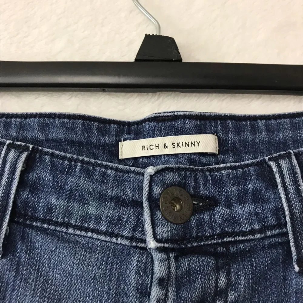 Rich & Skinny Blue Jeans Long Shorts Denim Womens Sz 27 Stretch Bottoms Pants